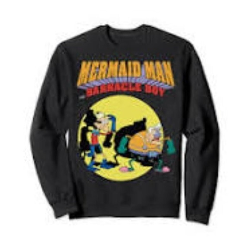 Spongebob Mermaid Man &‎ Barnacle Boy Sweatshirt Medium